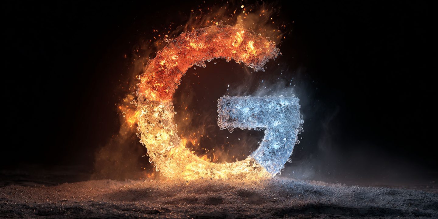 Google Frozen Logo Fire