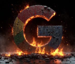 Google Logo Torn Fire