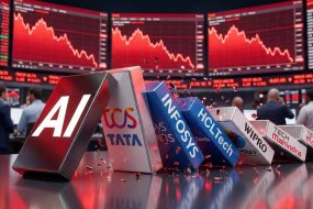 Infosys ADRs plummeted 9.4 per cent to settle at $14.21 on NYSE overnight. Wipro tanked 4.6 per cent to $2.28. Cognizant, which is not listed in India, also declined 7.16 per cent to $65.83.
