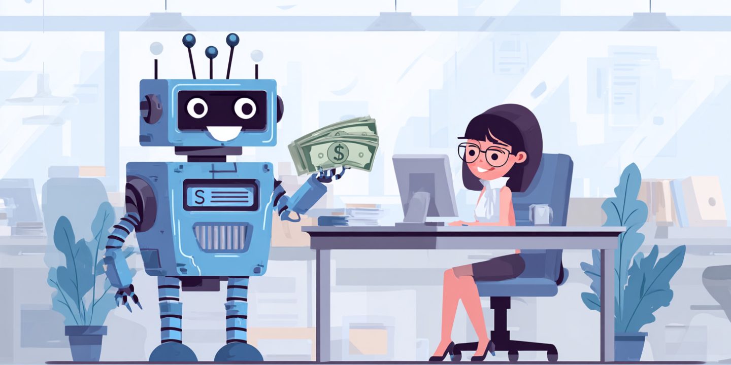 Robot Paying Human Writer