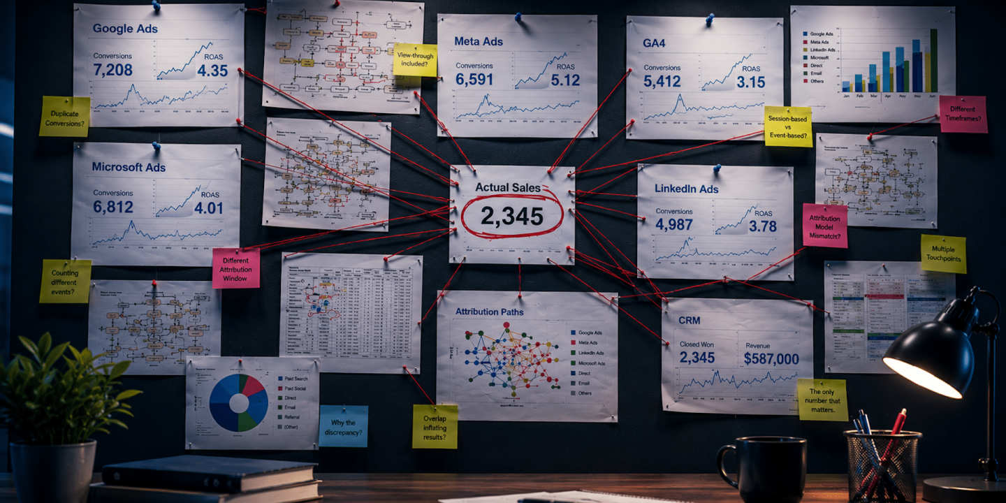 Why Google Ads, GA4 and CRM numbers never match