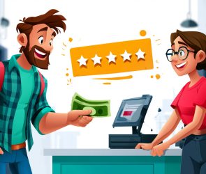 Business Owner Giving Money To Customer In Retail