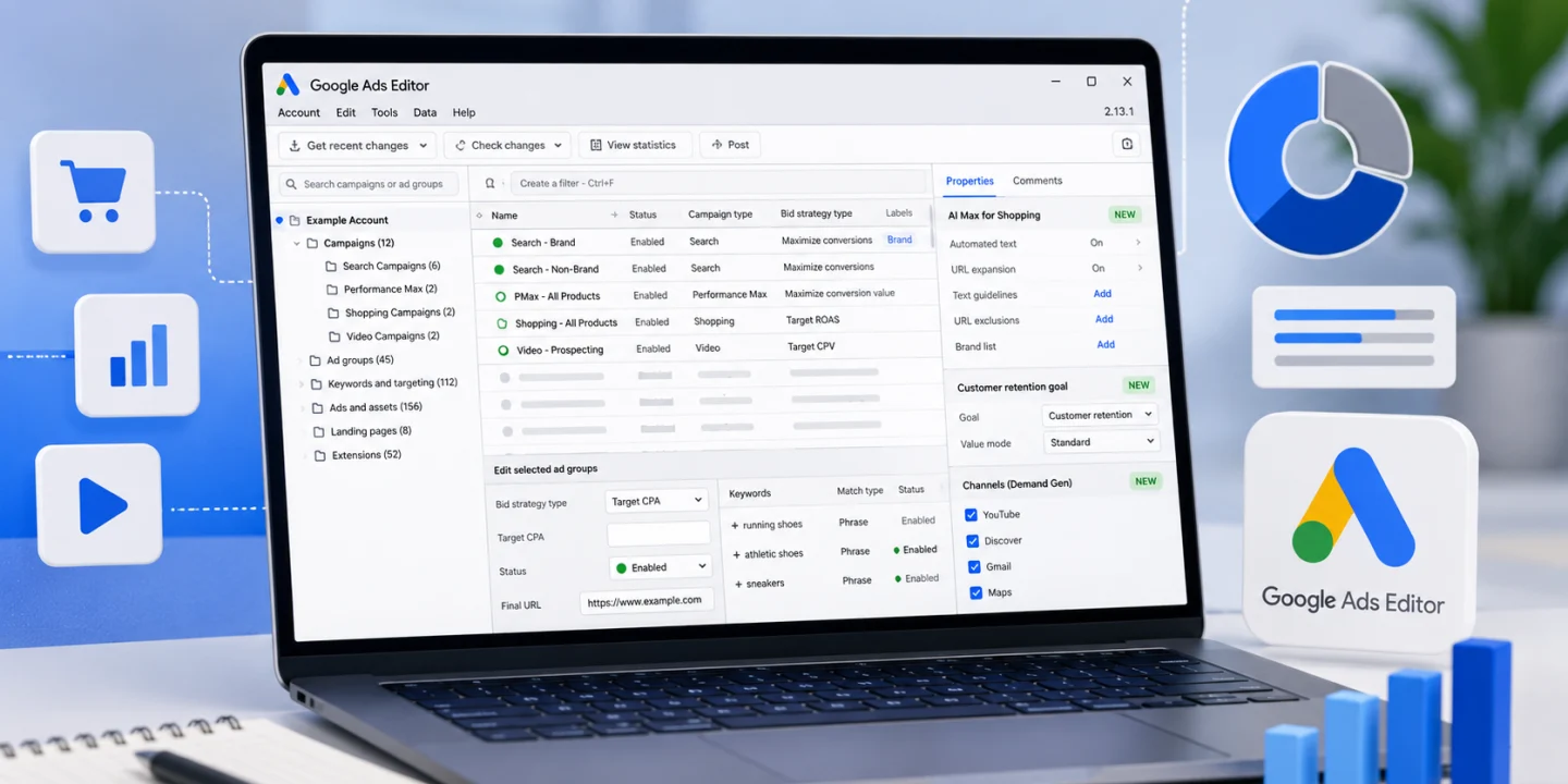 Google Ads Editor 2.13 brings AI Max support to Shopping campaigns