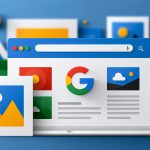 Google Image Search drops clean search box and adds gallery of images