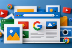 Google Image Search drops clean search box and adds gallery of images